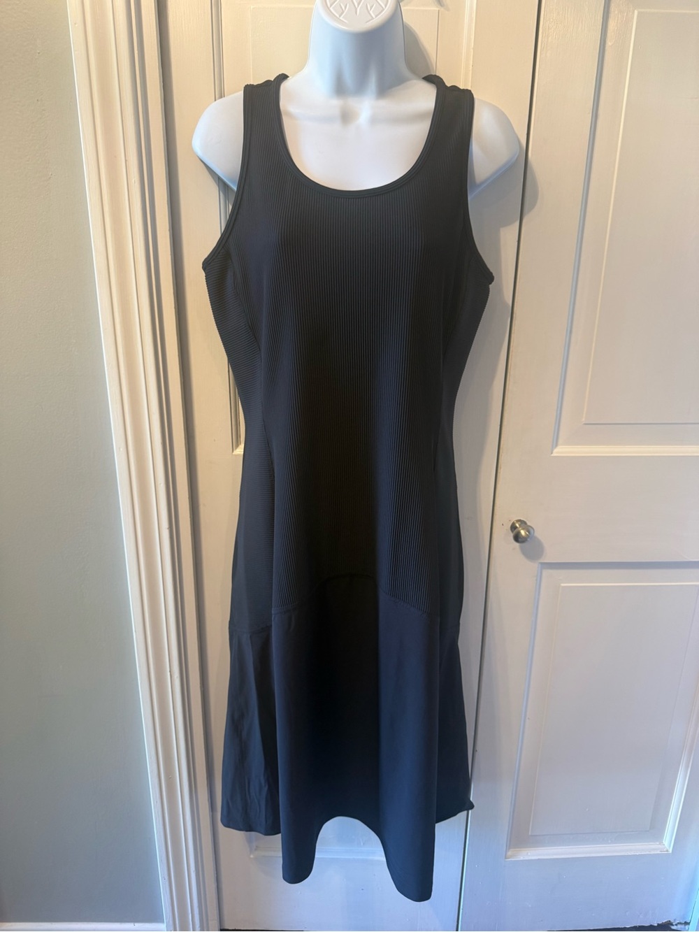 Athleta Black Ribbed Tank Midi Dress